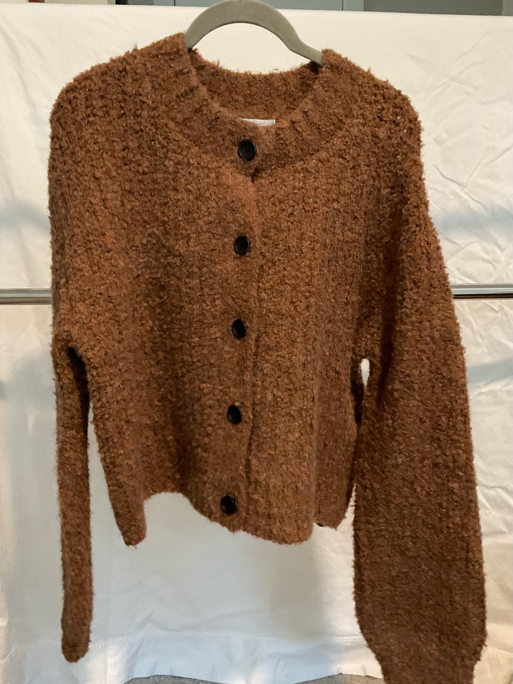 Cozy Zenana Bouclé Button-Up Women's Sweater Small